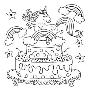Downloadable colouring page from the I Heart Unicorns colouring book