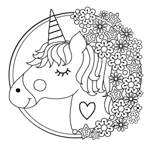 Downloadable colouring page from the I Heart Unicorns colouring book