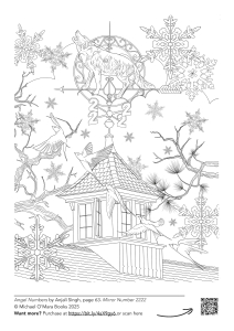 a wolf themed colouring page from the Angel Numbers colouring book