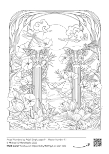 a mystical image from the Angel Numbers colouring book