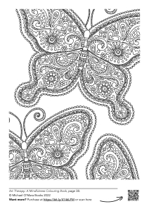 a detailed butterfly colouring page from the bestselling Art Therapy colouring book for adults