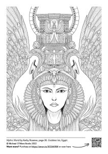 egyptian goddess colouring page from Mythic World by Kerby Rosanes