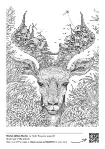 a free downloadable animal colouring page from Worlds Within Worlds by Kerby Rosanes